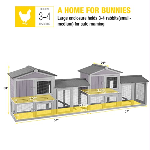 Aivituvin Rabbit Hutch Chicken Coop with Run Waterproof Roof Outdoor K77210
