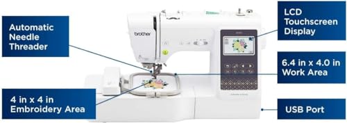 Brother SE700 Sewing and Embroidery Machine, Wireless LAN, 4" x 4" Hoop, White A786