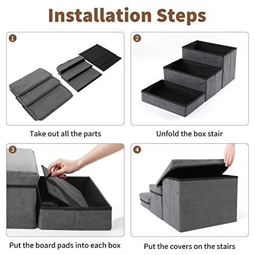 Foldable Dog Stairs 2-Tier Pet Steps for Small Medium Dogs R51320