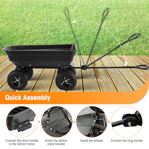 Garden Cart Utility Yard Cart with Steel Frame, 600 lb Capacity, 10 Inch Tires H374098