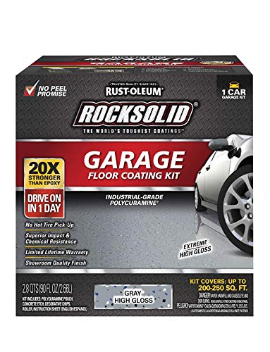 Rust-Oleum RockSolid Polycuramine Garage Floor Coating, 2.5 Car Kit, High Gloss Gray F2688