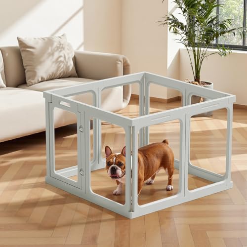 Clear Acrylic Dog Playpen 24" H Indoor Pet Fence for Puppy Small Dog Rabbit Cat R696