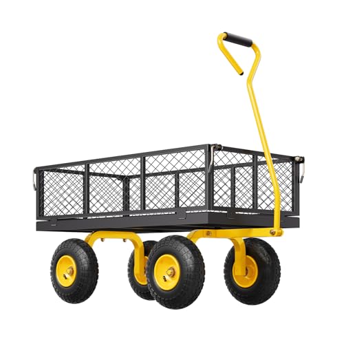 VEVOR 900 Lbs Heavy Duty Steel Garden Cart with 10" Tires and Removable Sides J262