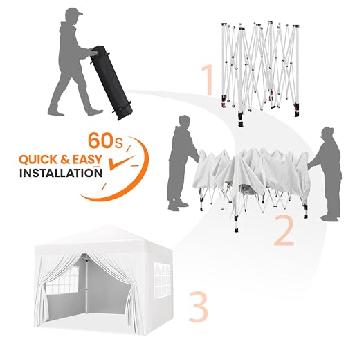 Yaheetech 10x10 Pop Up Canopy with 4 Removable Sidewalls, White F109731