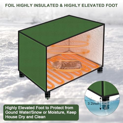 Heated Cat House for Outdoor Winter, Waterproof Insulated Feral Cat Shelter, 20x16x20 in Q65925