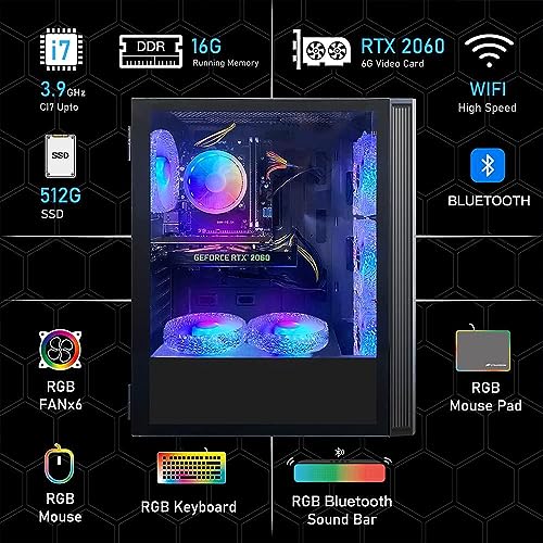 STGAubron Gaming PC Desktop, Intel Core i7, Radeon RX 580 8G, 16G RAM, 512G SSD G93438
