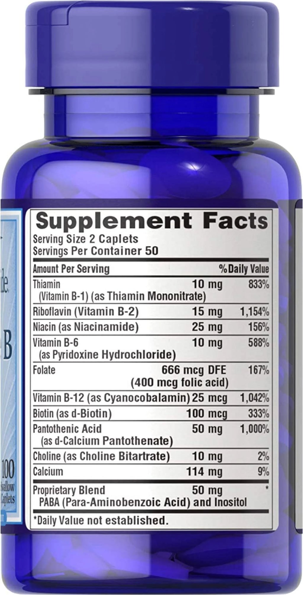 Puritan's Pride Complete B Vitamin B Complex, 100 Caplets D87729