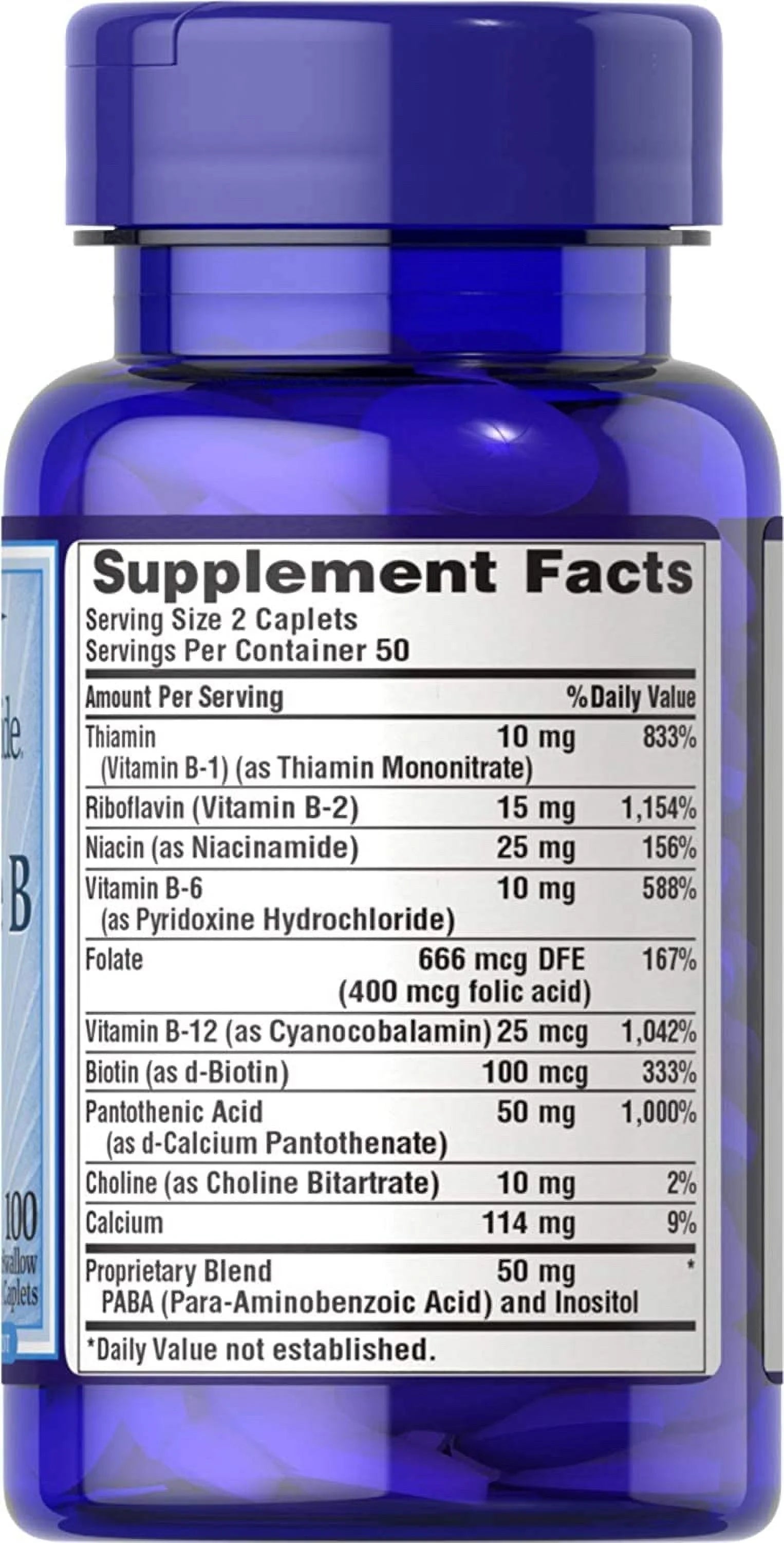 Puritan's Pride Complete B Vitamin B Complex, 100 Caplets D87729