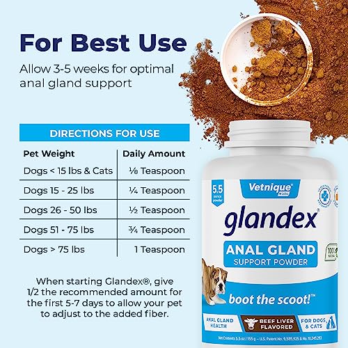 Vetnique Labs Glandex Anal Gland Fiber Supplement Powder for Dogs & Cats, Pumpkin & Digestive Enzymes, 2.5oz P53004