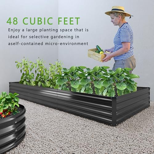 2PCS Galvanized Raised Garden Bed Kit, Metal Planter Box for Outdoor Planting Q36624