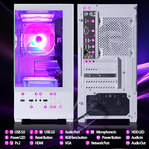 LXZ Desktop PC AMD Ryzen 7-5700G 16GB RAM 512GB SSD Tower White E962358