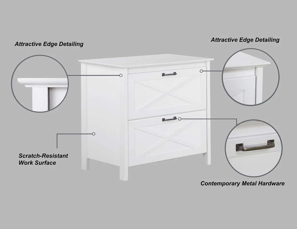 Saint Birch Liam Wood White 2-Drawer File Cabinet N9733