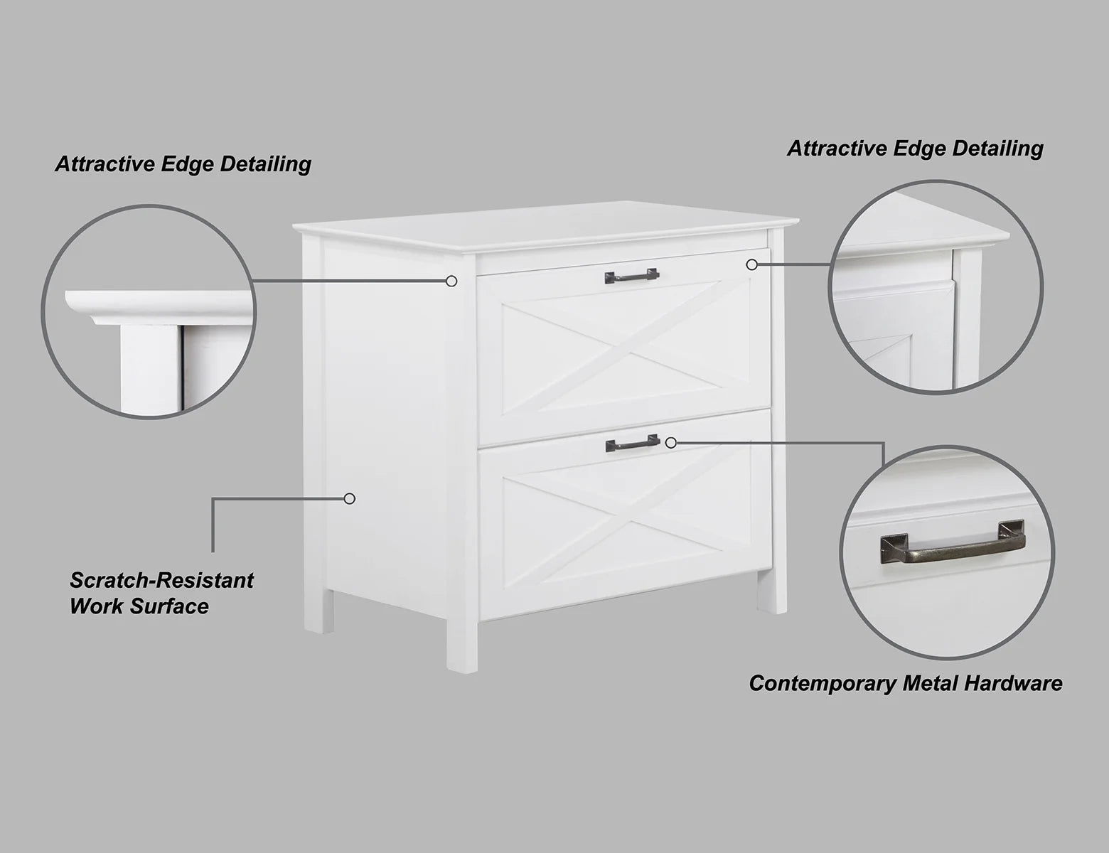 Saint Birch Liam Wood White 2-Drawer File Cabinet N9733