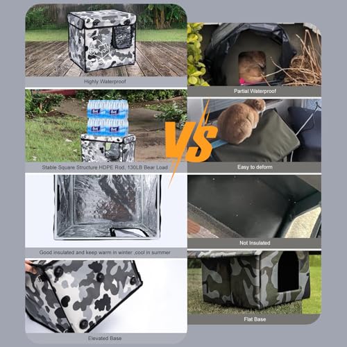 Cat House Outdoor Insulated Waterproof Feral Cat Shelter with Escape Door T566