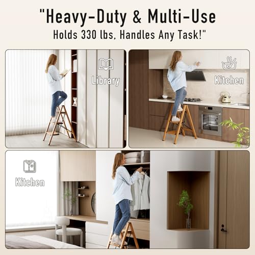 2 Step Lightweight Aluminum Folding Ladder with Anti-Slip Pedals, 330 lbs Capacity D5199