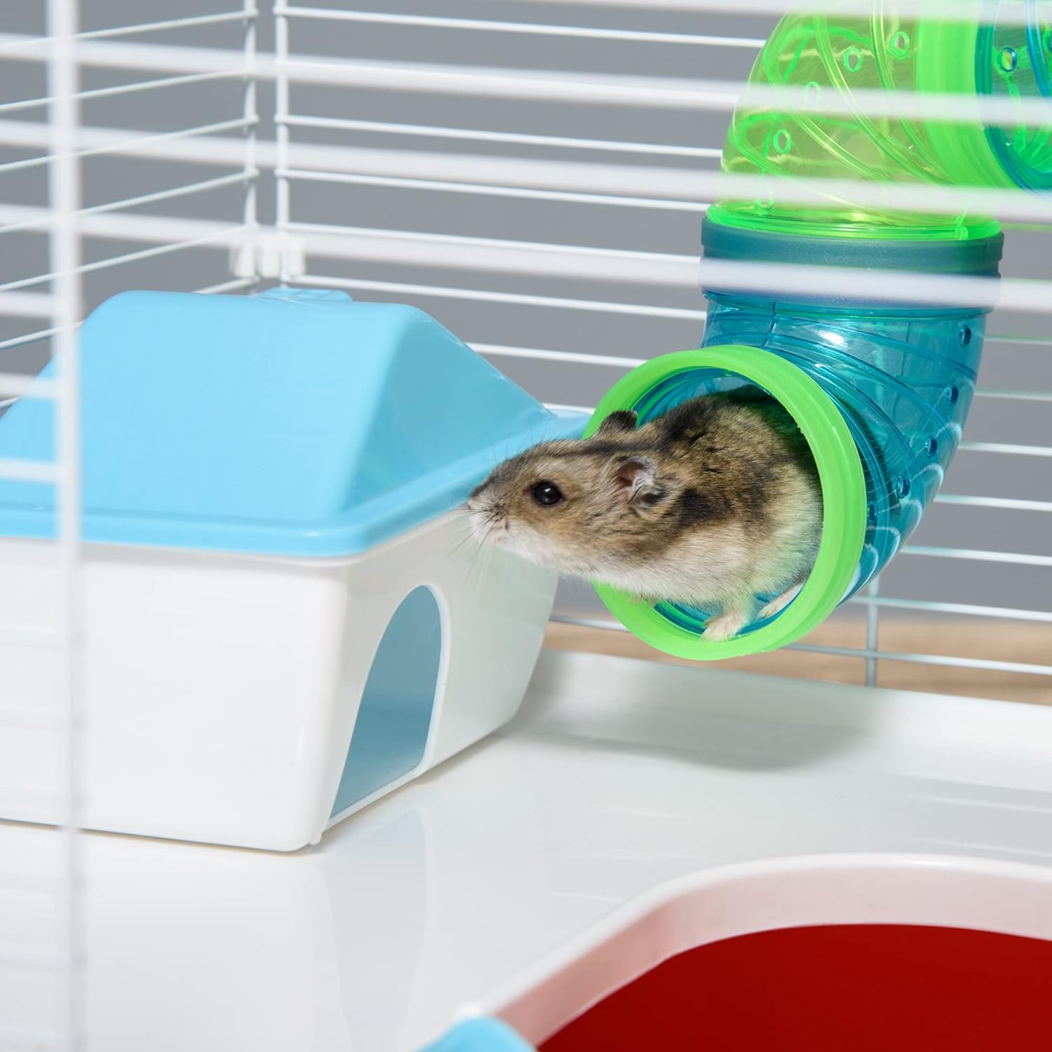 PawHut 2-Level Hamster Cage with Tubes and Tunnels A372656