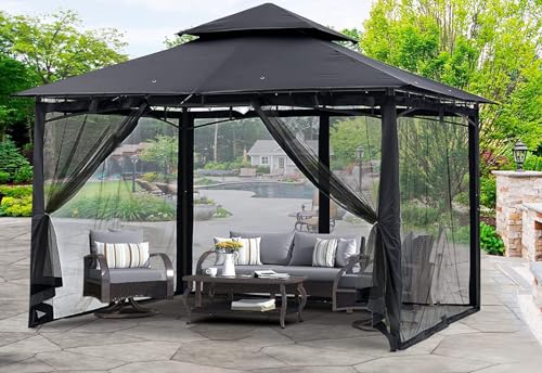 Mosquito Net for 10x10 Gazebo Canopy with Double Door, Black F675597