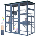 Catio Outdoor Cat Enclosure Large Walk in Cat Cage, Outdoor/Indoor Cat Catio for Multiple Cats with Waterproof Roof, 5 Platforms, 2 Resting Box, Cat Scratching Post