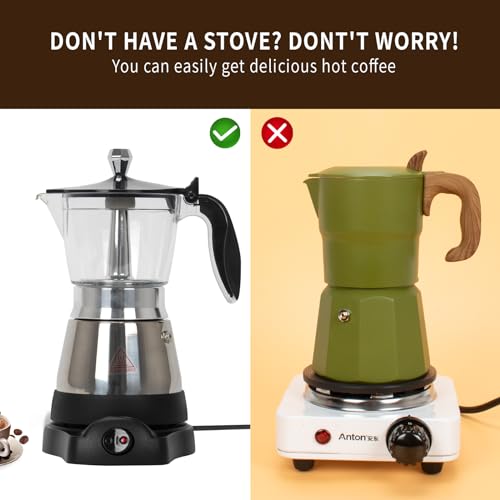 Cuban Coffee Maker 6-Cup Electric Espresso Moka Pot with Detachable Base N992
